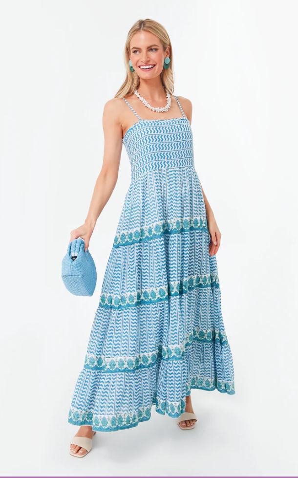 Oliphant Blue Marley Smocked Back Maxi Dress Coppola s